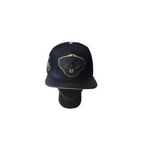 Pro Standard New Orleans Pelicans Fool's Black Gold  Strapback Hat  Leather Brim